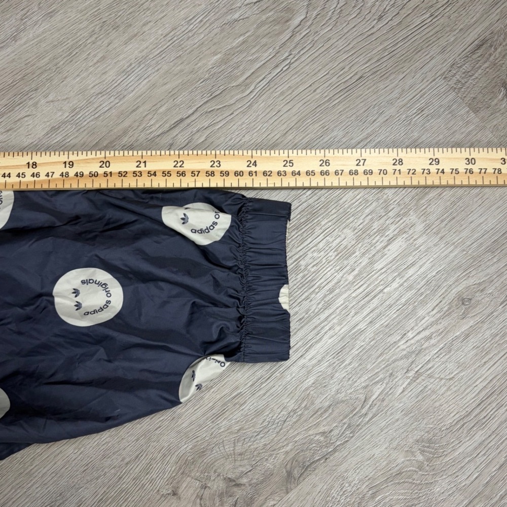 Adidas Windbreaker Mens 2XL Navy Blue Smiley Face Trefoil Full Zip Hooded Jacket - Picture 6 of 7
